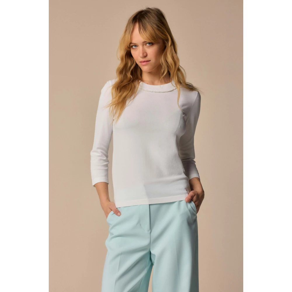 Kocca Stijlvolle Ronde Hals Gebreide Kleding White Dames