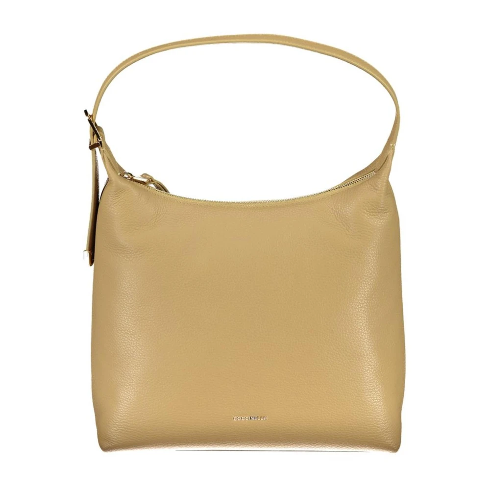 Coccinelle Beige Leren Schoudertas met Rits Beige Dames