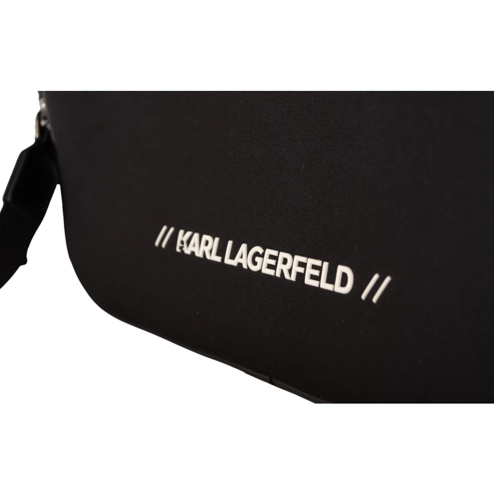 Karl Lagerfeld Zwarte Nylon Laptop Crossbody Tas Black Heren