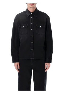 Denimskjorta med ficka med lock