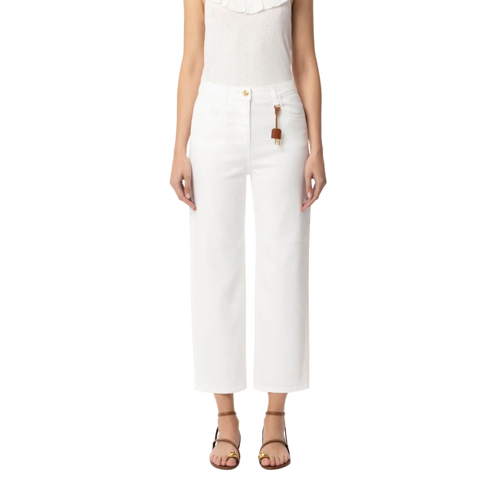Elisabetta Franchi Palazzo Broek Ivory Elegant Verfijnd Beige Dames