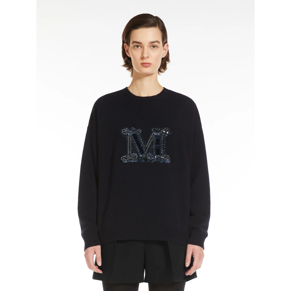 Max Mara Blauwe Ronde-Hals Gebreide Trui voor Vrouwen Blue Dames