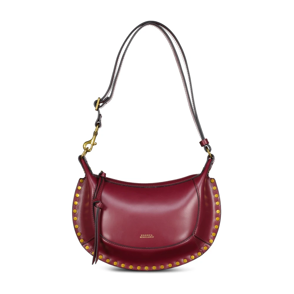 Isabel marant Maan Gestudeerde Leren Tas met Logo Inprenting Red Dames