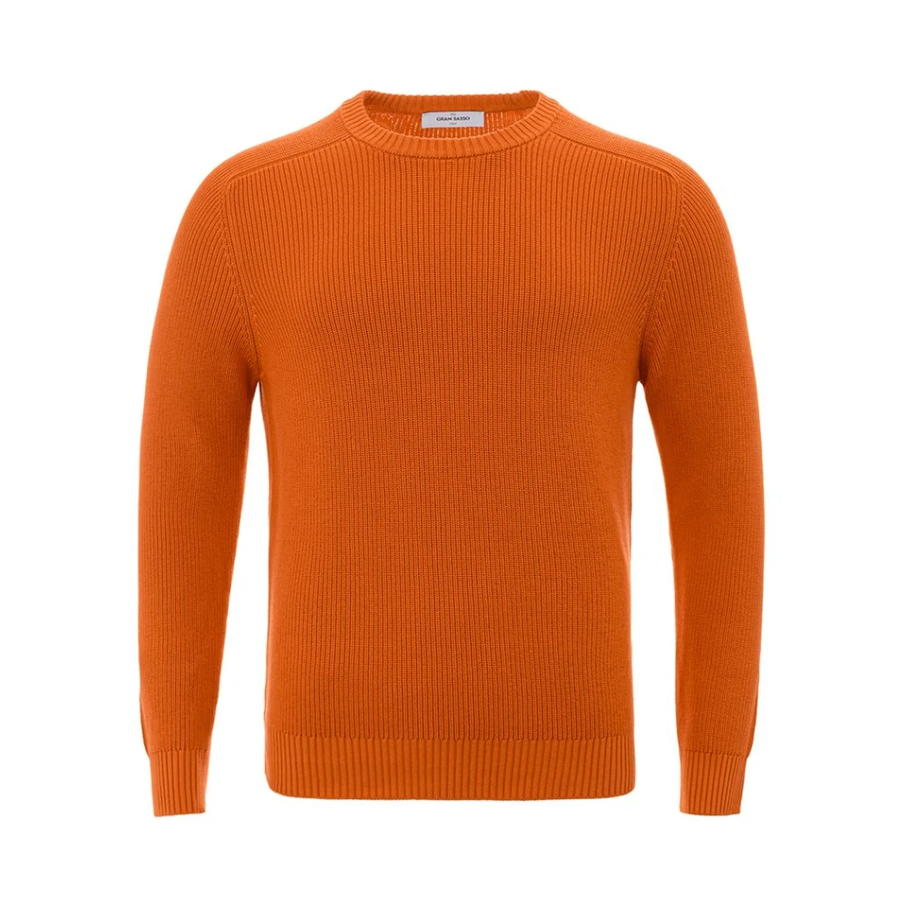 Gran Sasso Luxe Italiaanse Katoenen Trui Orange Heren