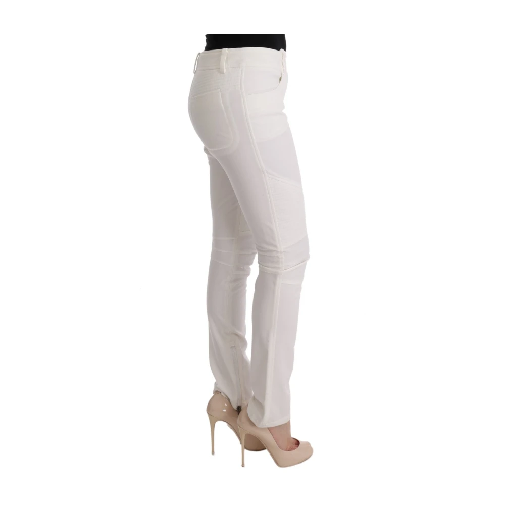 Ermanno Scervino Witte katoenen slim fit broek White Dames