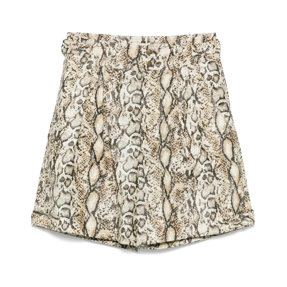 Isabel marant Beige Snake Print Taille Shorts Multicolor Dames