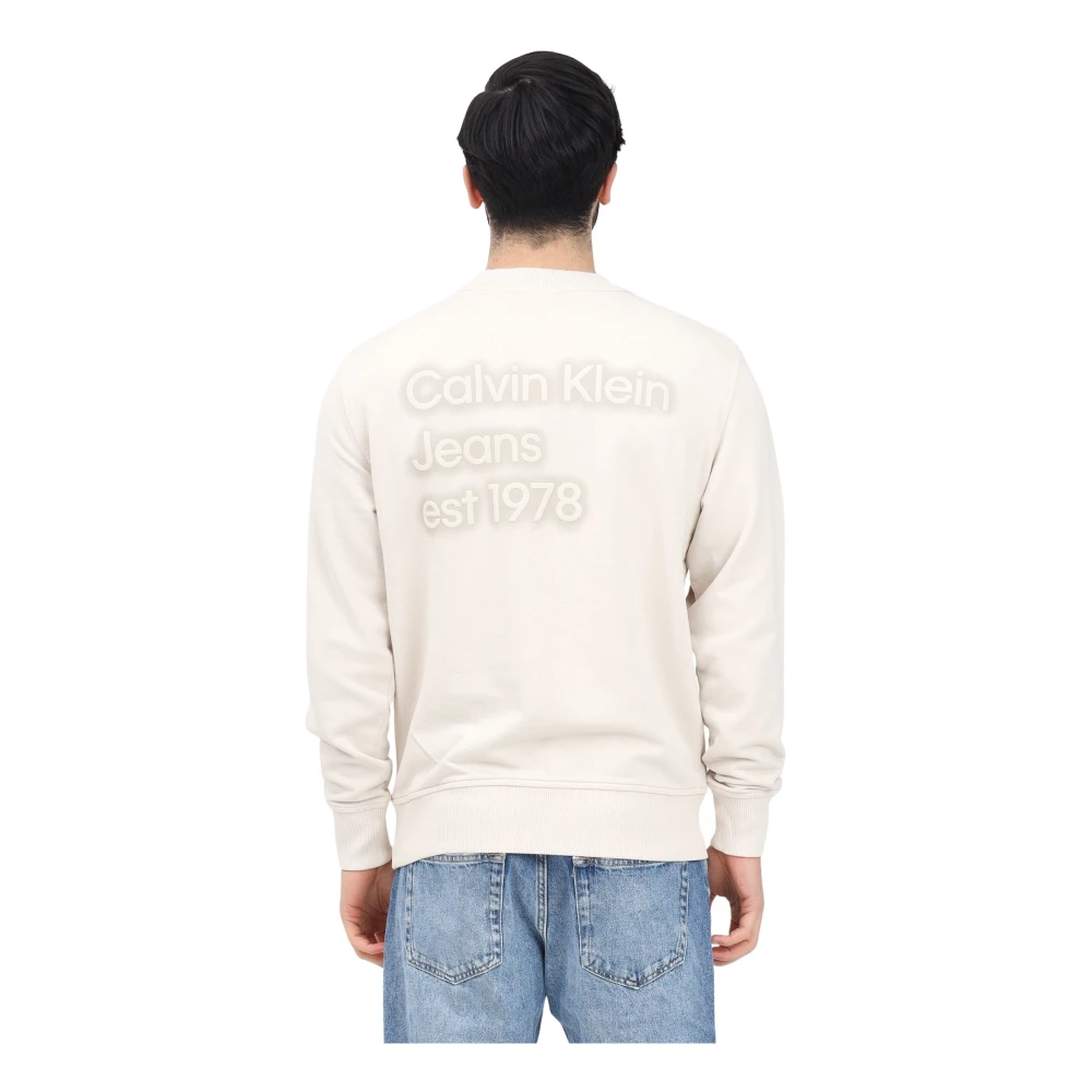 Calvin Klein Jeans Beige Crewneck Sweatshirt Minimal Design Beige Heren