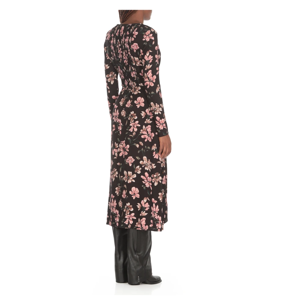 Mar De Margaritas Zwarte V-hals jurk met contrasterend patroon Black Dames
