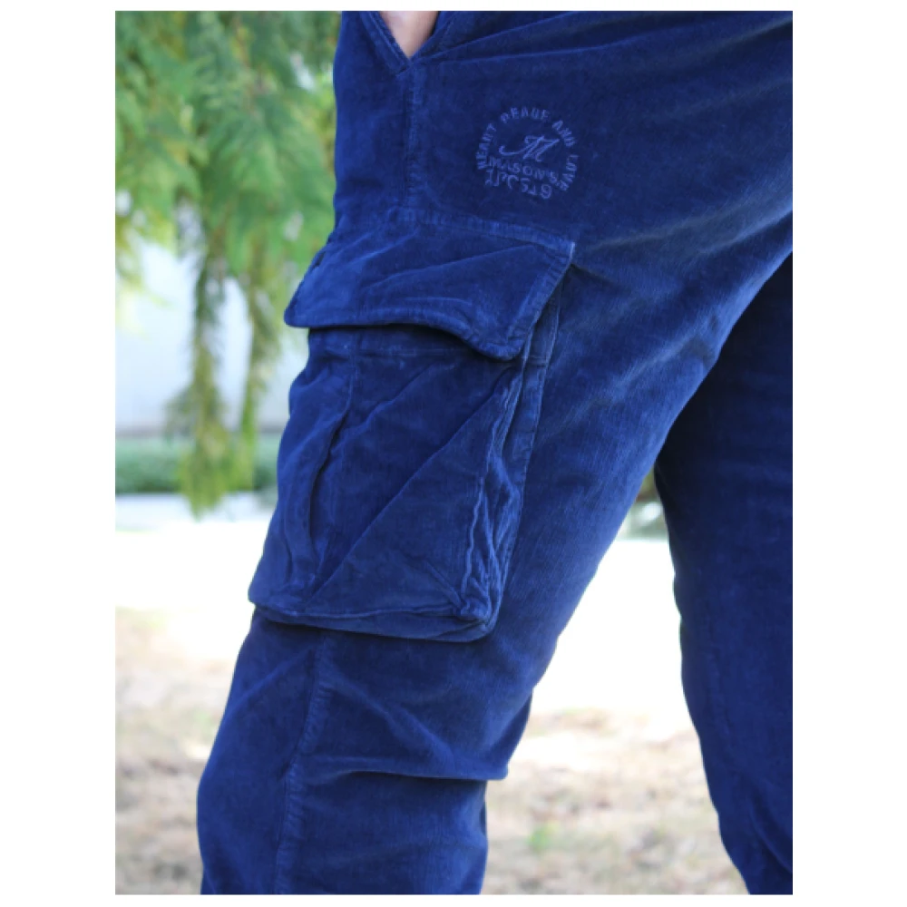 Mason's Cargo Velours Broek Blue Heren