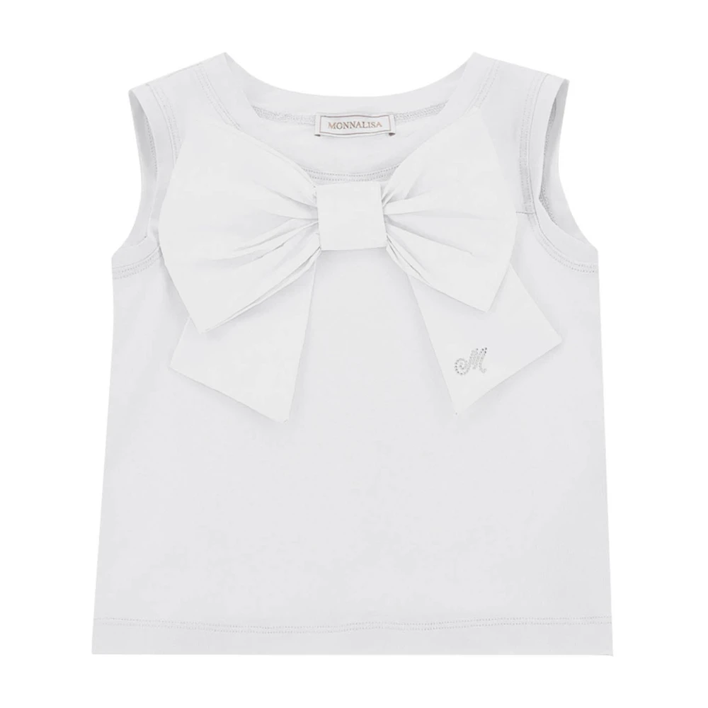 Monnalisa Girls White Cotton T-Shirt - Kids Sleeveless Tops - 14 Y - Kids