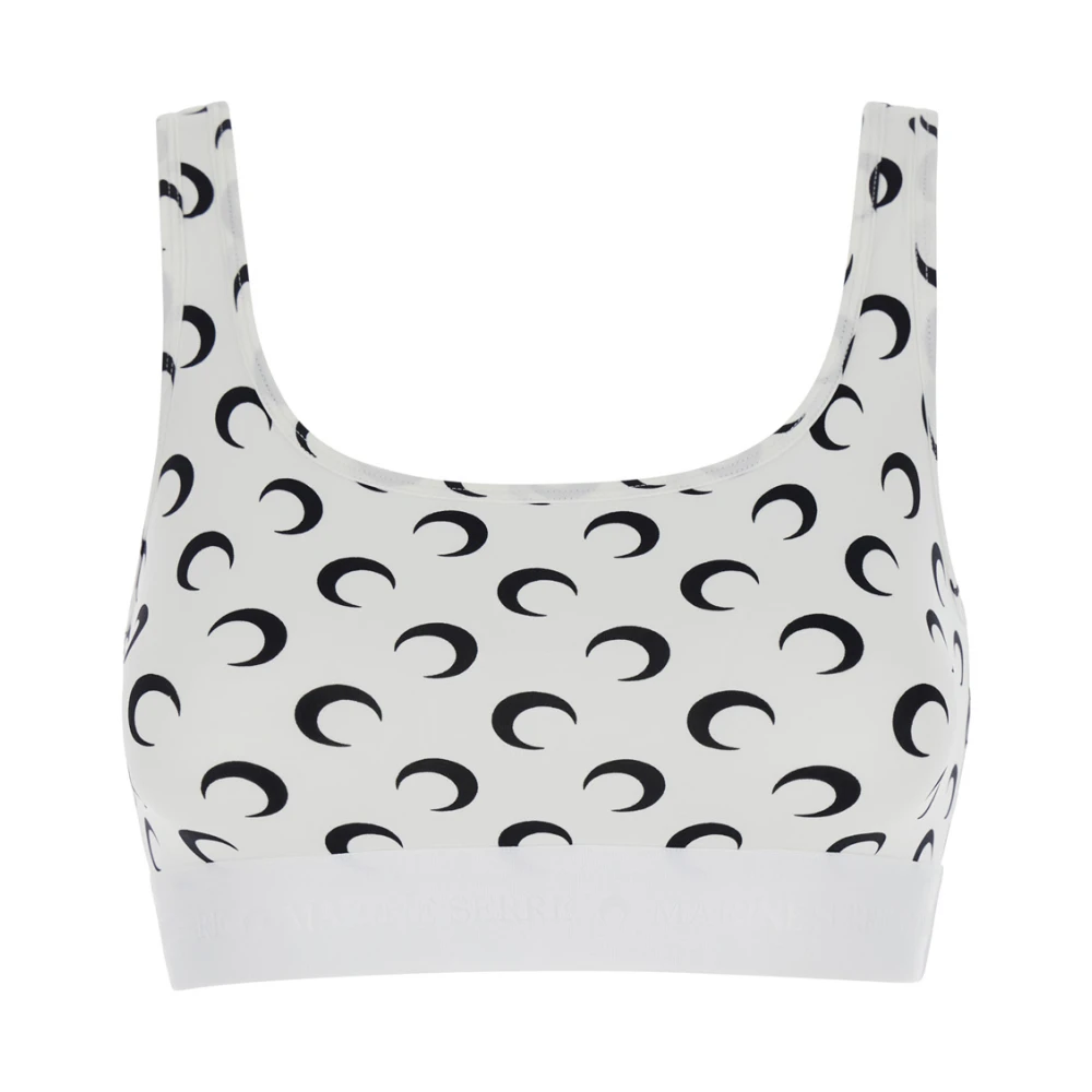 Marine Serre Women's White Crescent Moon Print Sports Bra - Sleeveless Tops - Xs - Tops