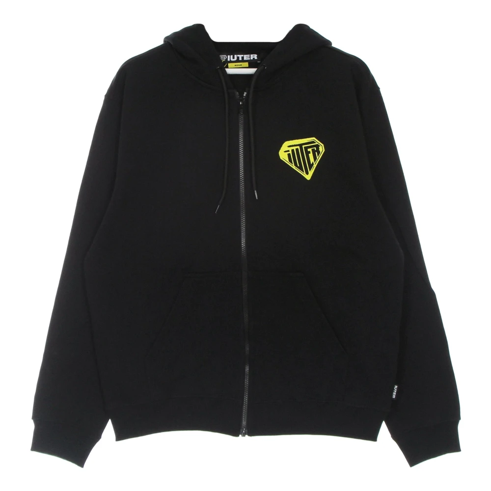 Iuter Zwarte rits hoodie lichtgewicht sweatshirt Black Heren