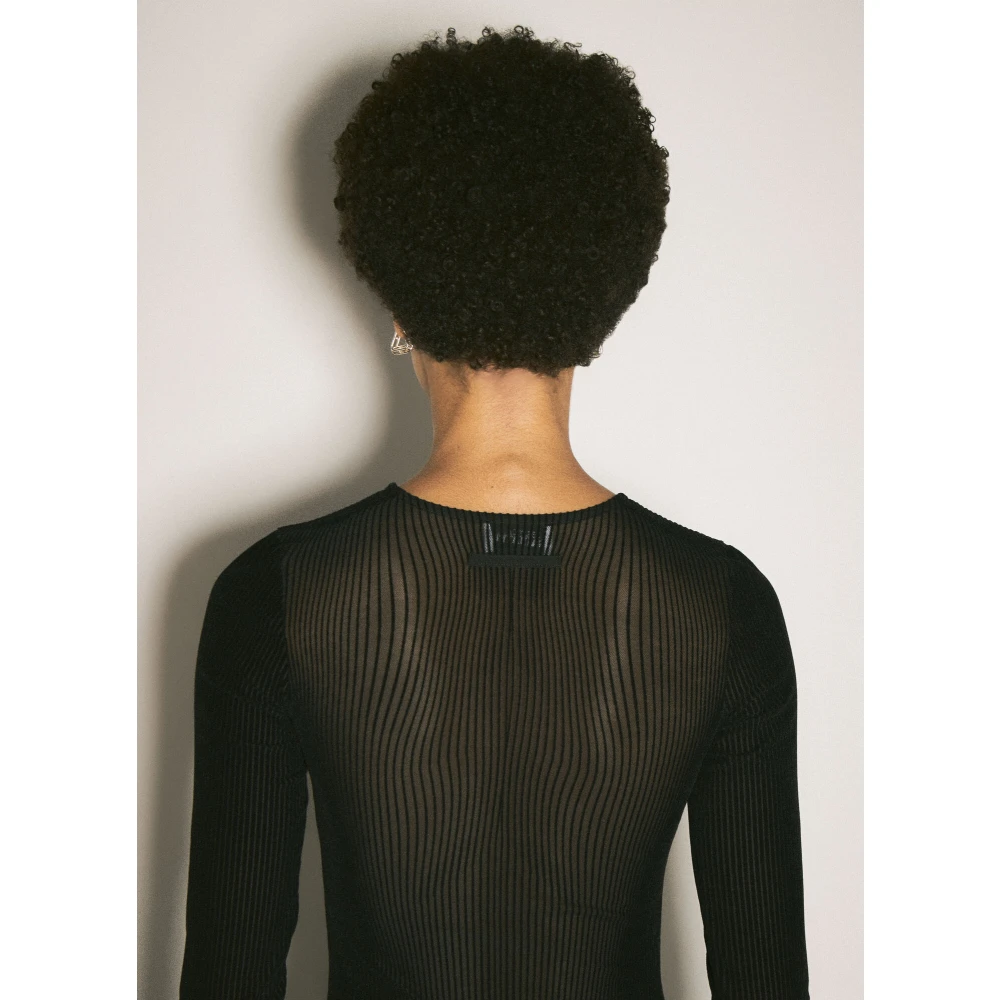Jean Paul Gaultier Morphing Pinstripe Midi Jurk Black Dames