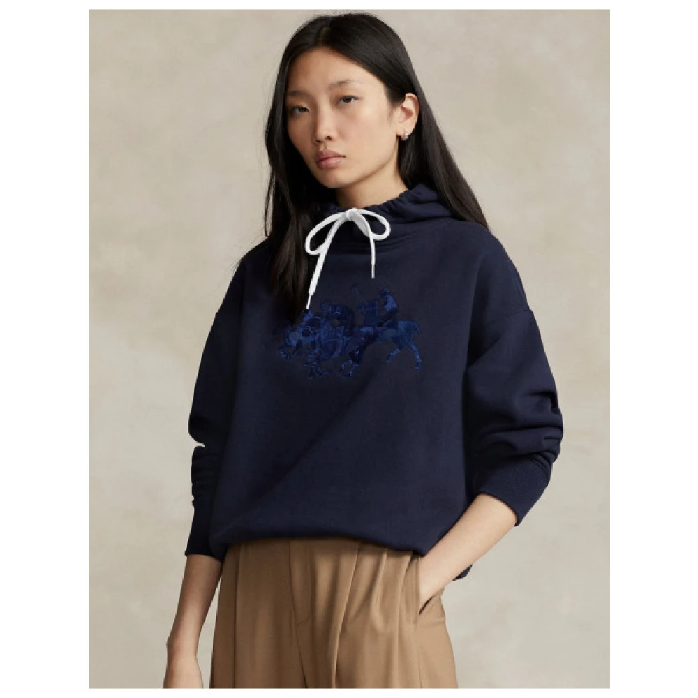 Polo Ralph Lauren Geborduurde Triple Rider Sweatshirt Blue Dames