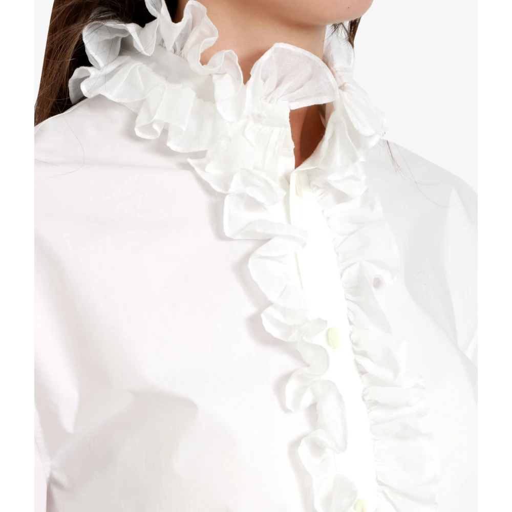 Philosophy di Lorenzo Serafini Gerimpeld Katoenen Poplin Shirt Ivoor Beige Dames