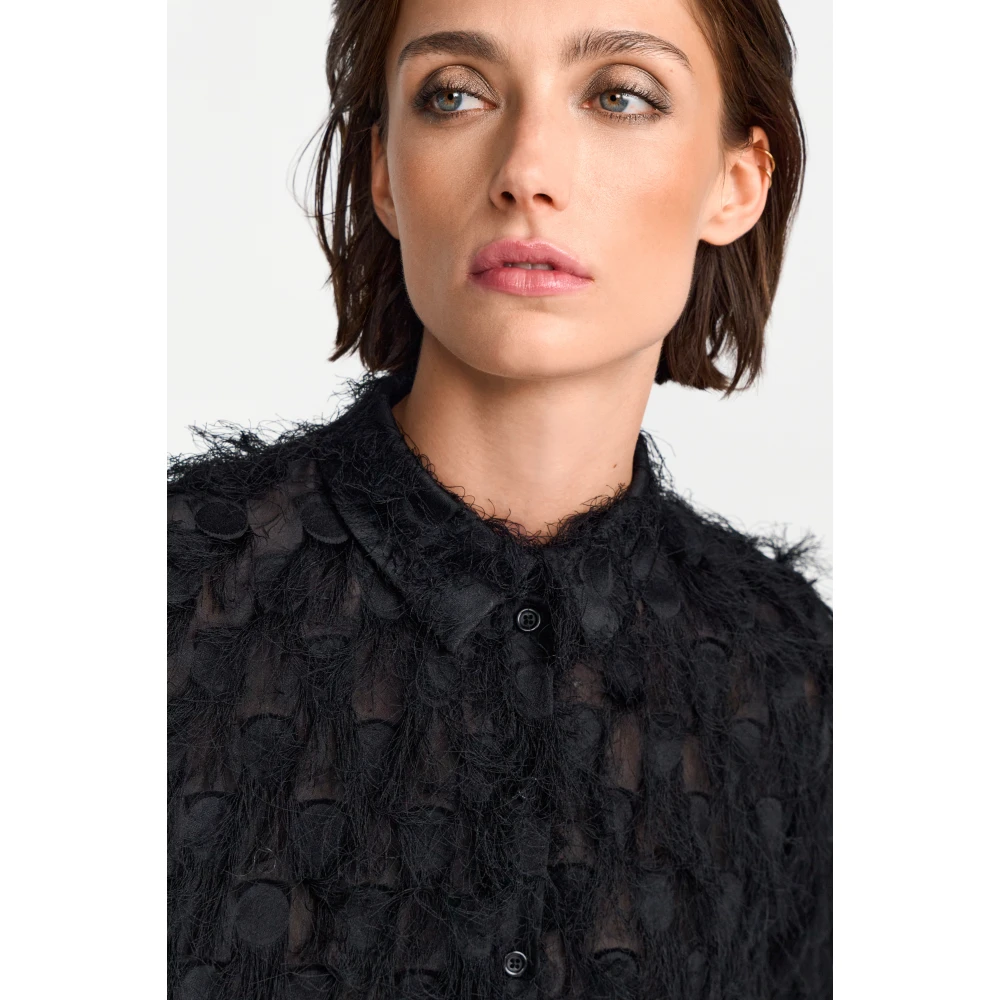 Rich & Royal Gestructureerde Blouse in Trendy Stijl Black Dames