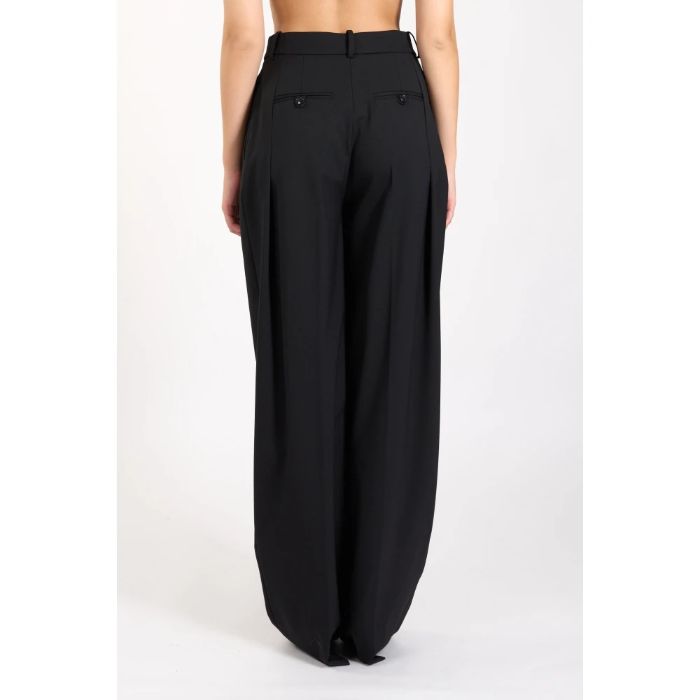Elisabetta Franchi Hoge taille rechte wollen broek Black Dames