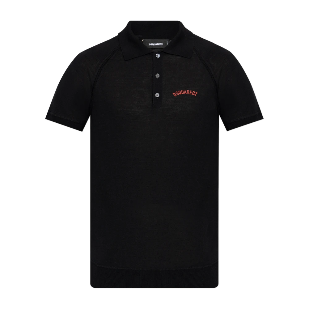 Dsquared2 , Polo Shirts, Male, Black, M, Polo With Logo