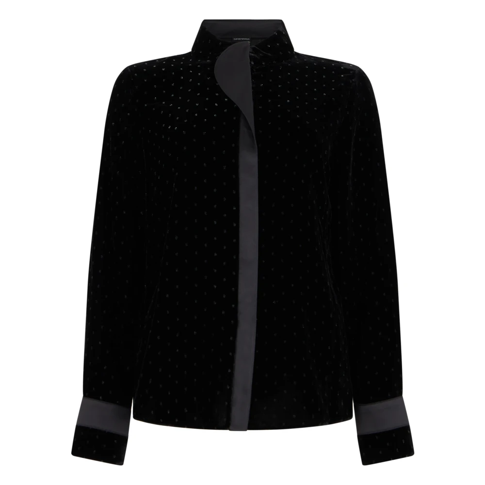 Emporio Armani High-Collar Zip Jacket - Female - Blouses - Black - S - Blouses & Shirts