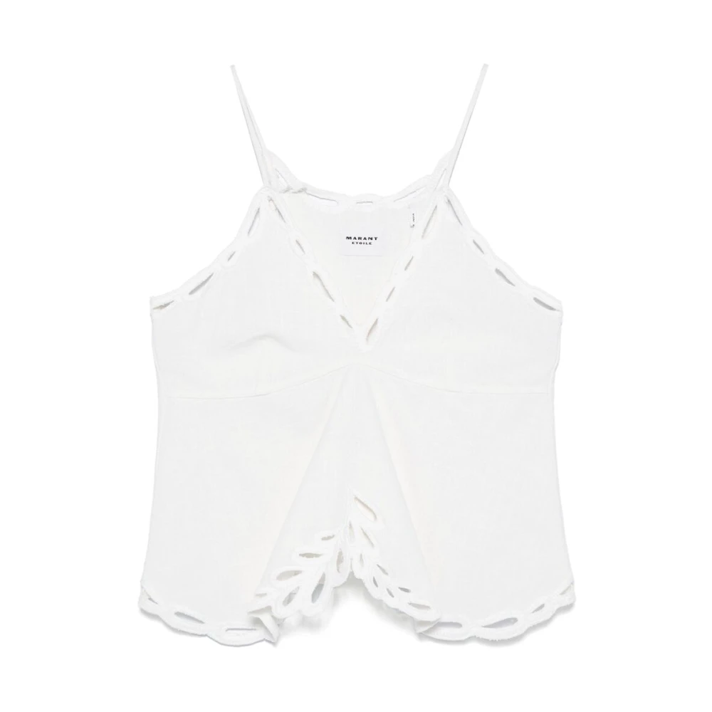 Isabel Marant Étoile Elegant vit virkad kant V-ringad topp White, Dam