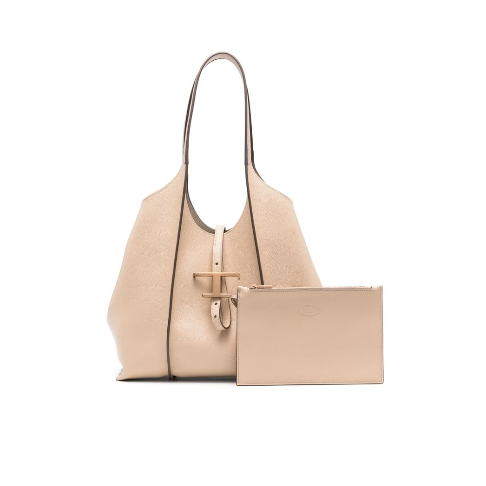 TOD'S Beige Korrelig Leren Tote Tas Pink Dames
