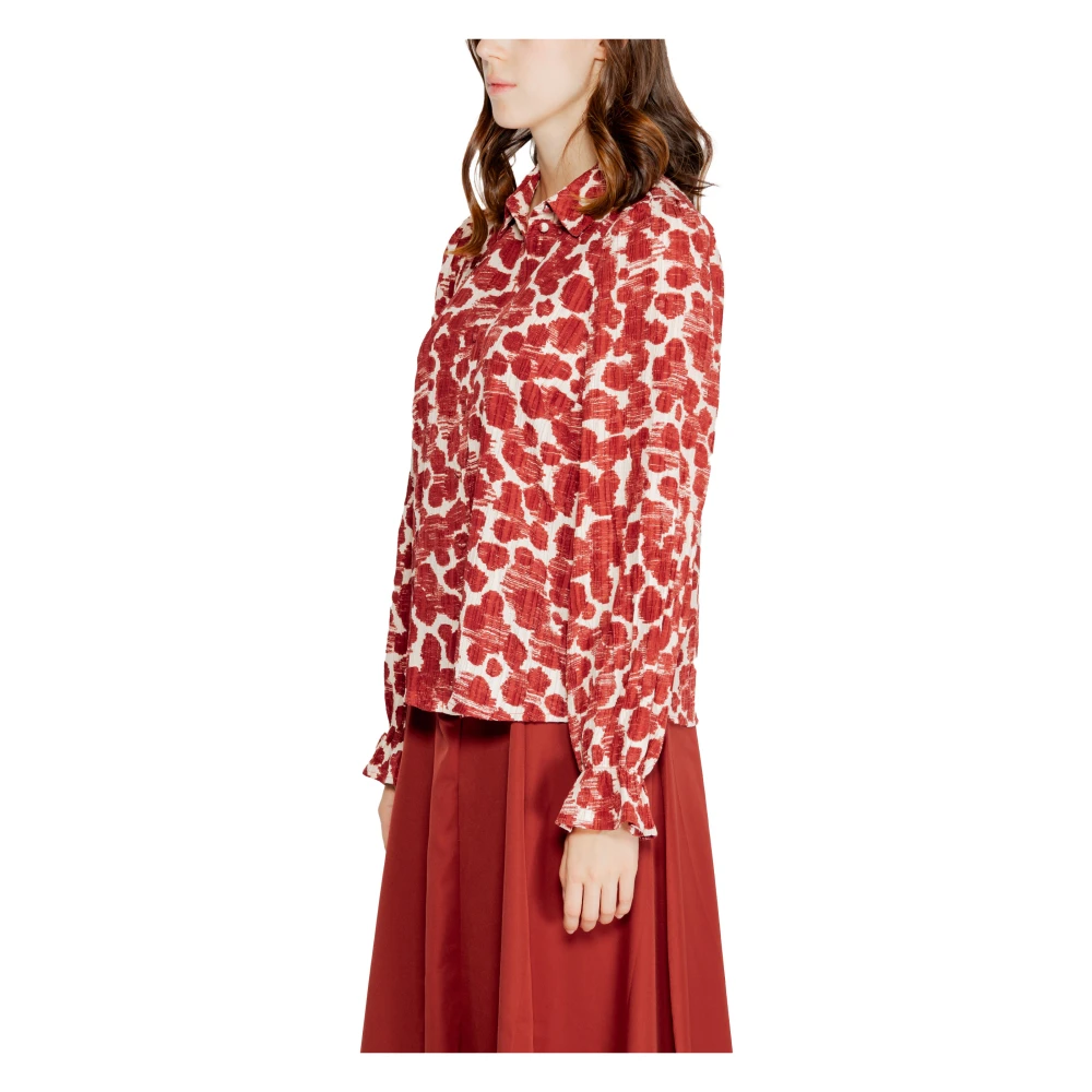 Vero Moda Rode Bedrukte Overhemd met Lange Mouwen Red Dames