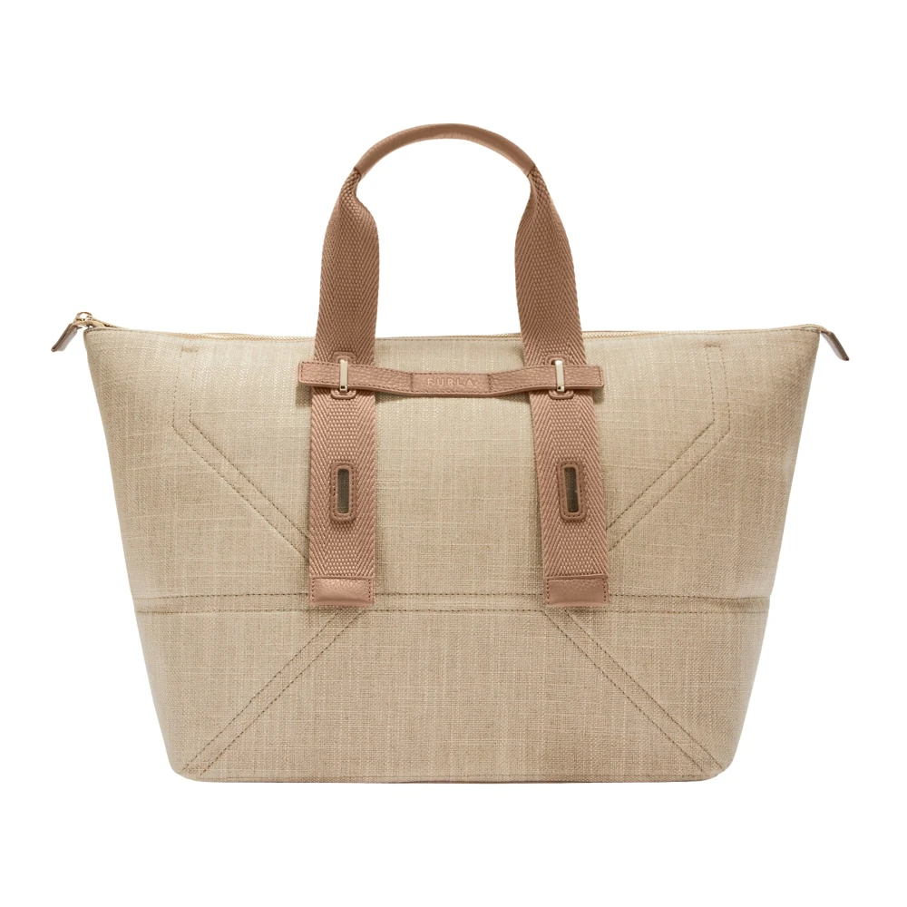 Furla Canvas Tote Tas met Verstelbare Banden Beige Dames