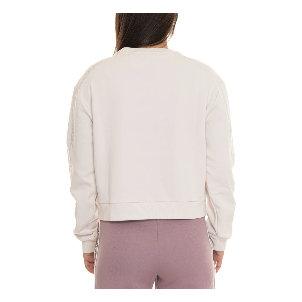 Emporio Armani EA7 Ronde hals Sweatshirt met Zijlogo White Dames