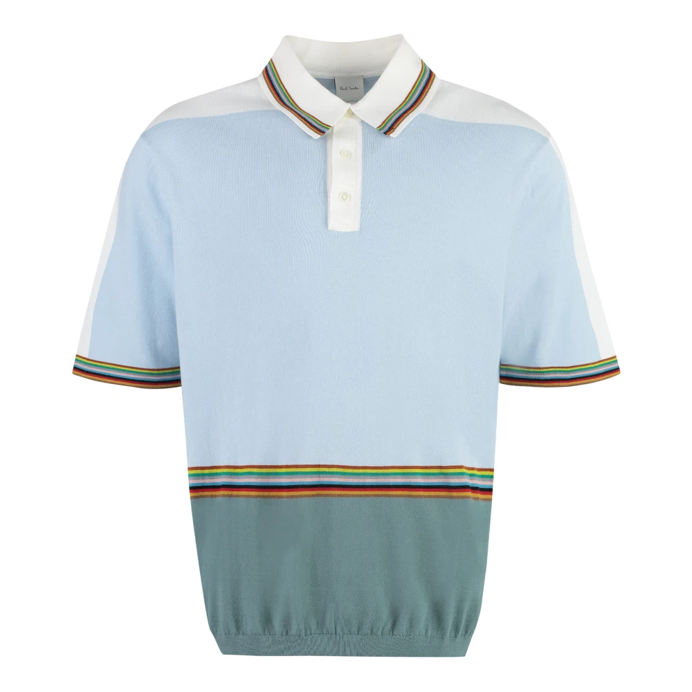 PS By Paul Smith Geribbelde Gebreide Polo Shirt Blue Heren