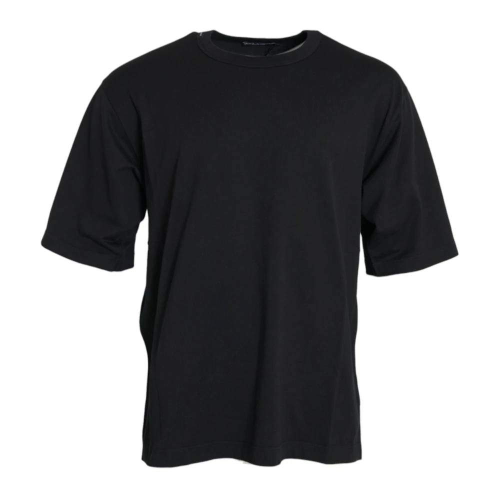 Dolce & Gabbana Men's Black Embossed Logo Crew Neck T-Shirt