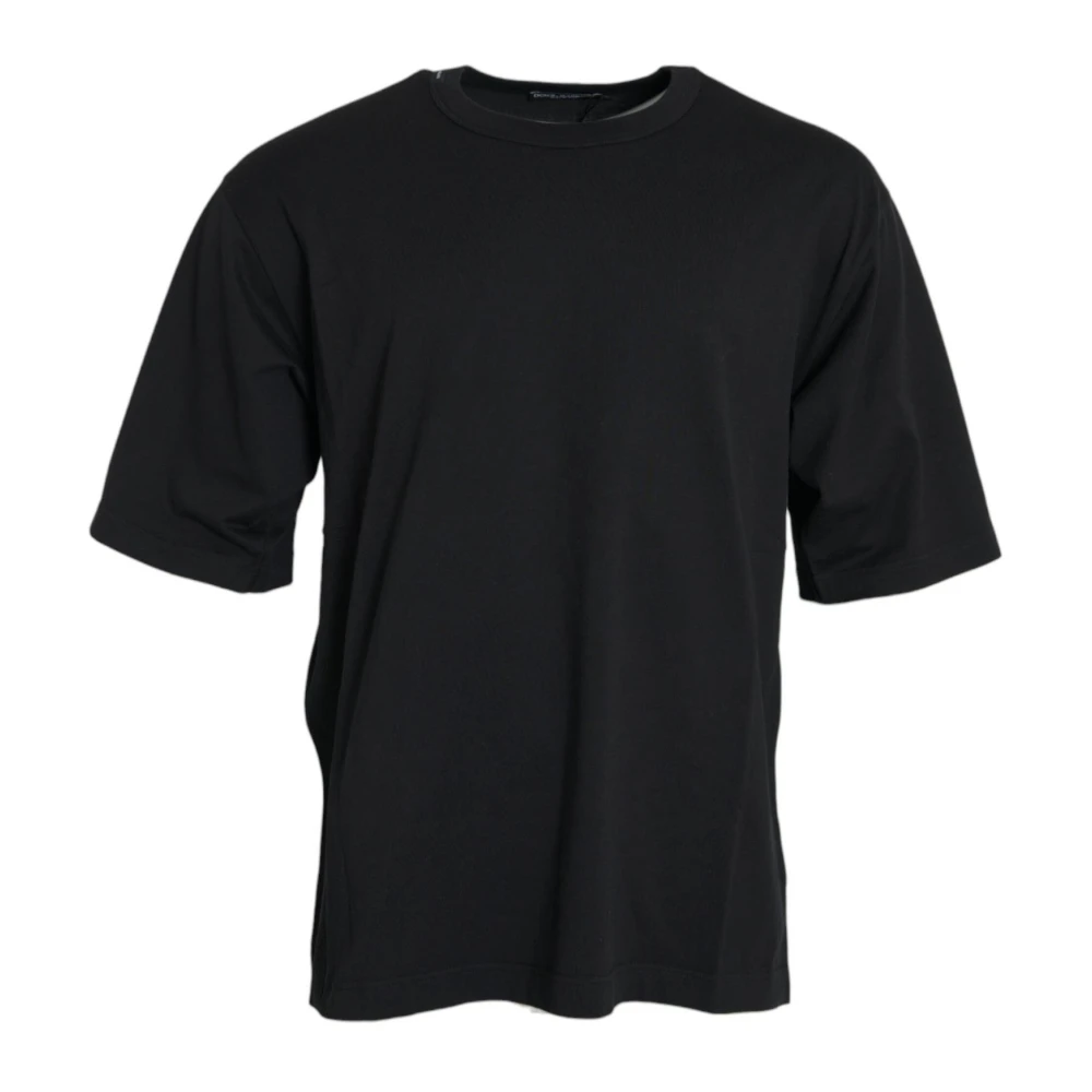 Dolce & Gabbana Zwart Logo Ingelegde Crew Neck T-shirt Black Heren