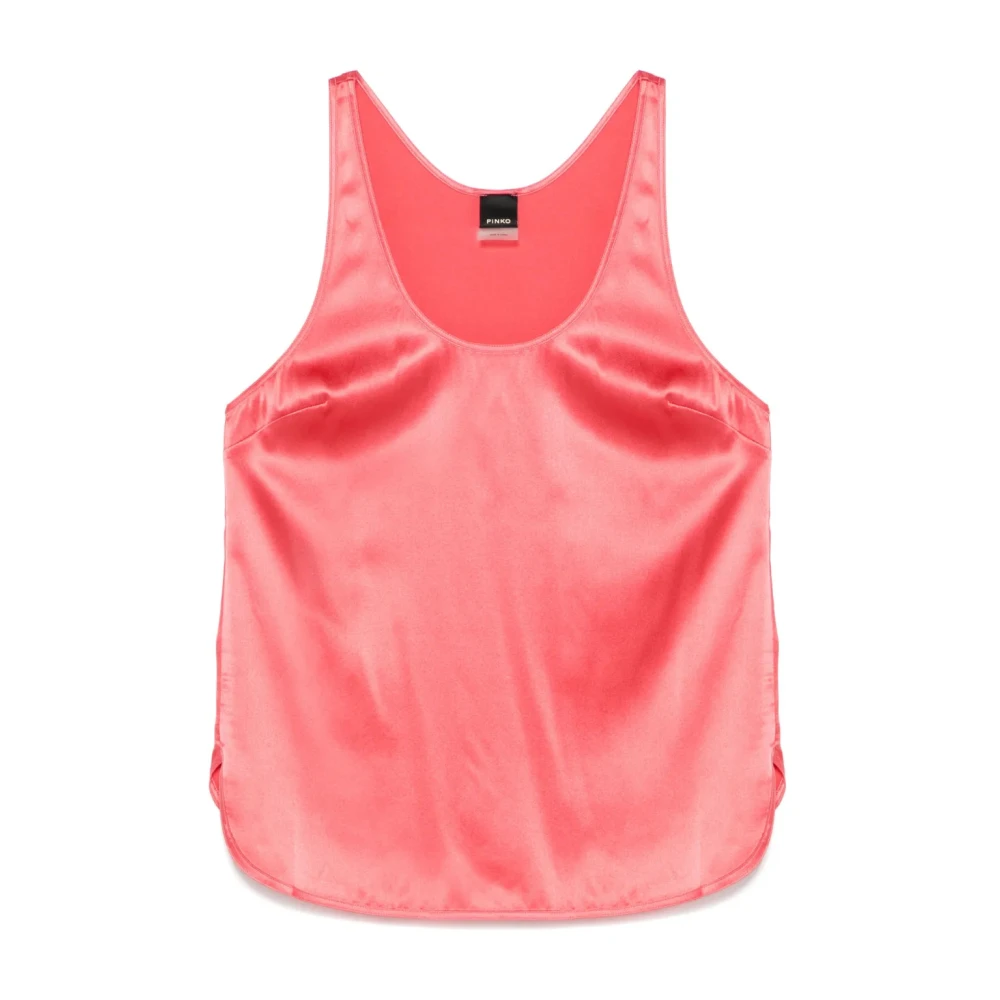 Pinko Women's Pink Silk Casual Tank Top In - O - Sleeveless Tops - L - Tops