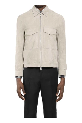 Pointed-collar Suede Jacket