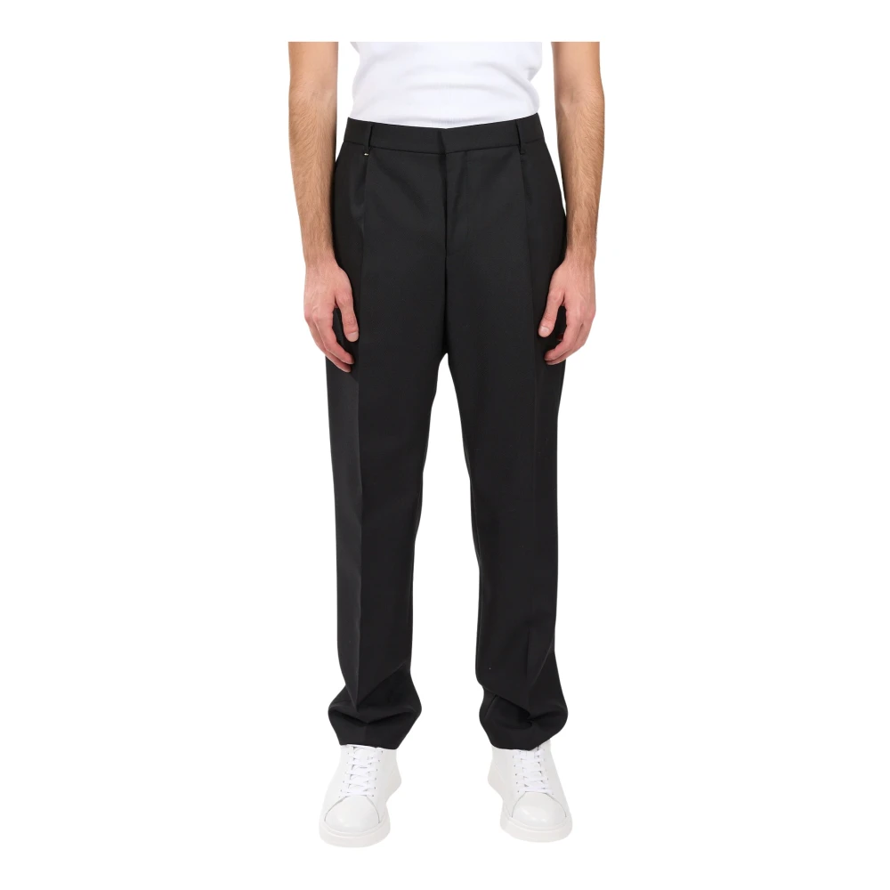 Hugo Boss Broek van zuivere wol met verborgen sluiting Black Heren