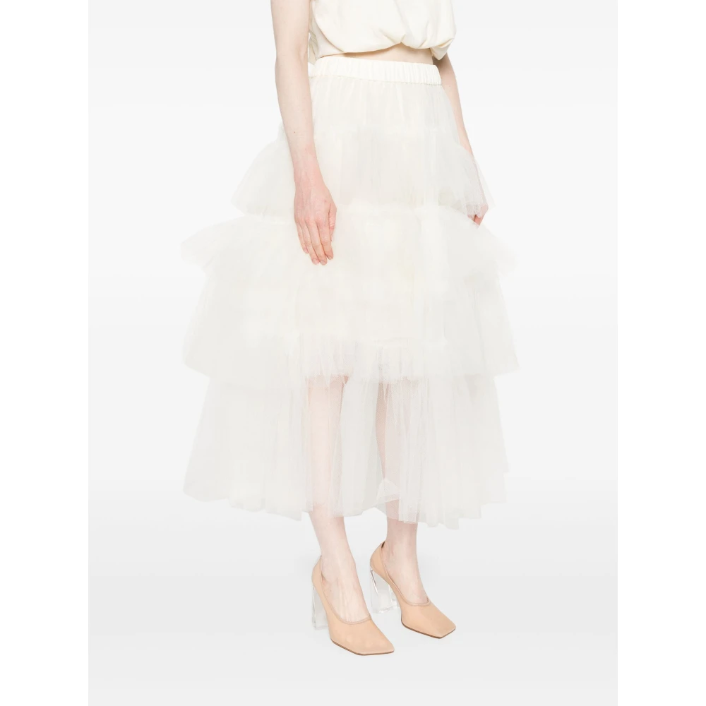 Simone Rocha Witte Tule Ruffle Rok Beige Dames