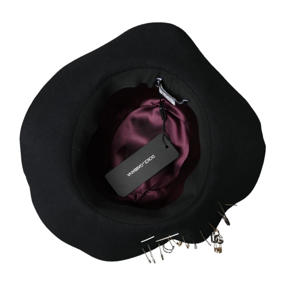 Dolce & Gabbana Zwarte Fedora Hoed Brede Rand Wol Black Heren