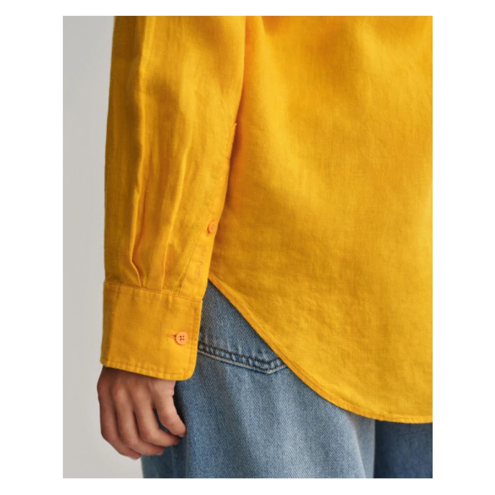 Gant Oversized Linnen Shirt Yellow Dames