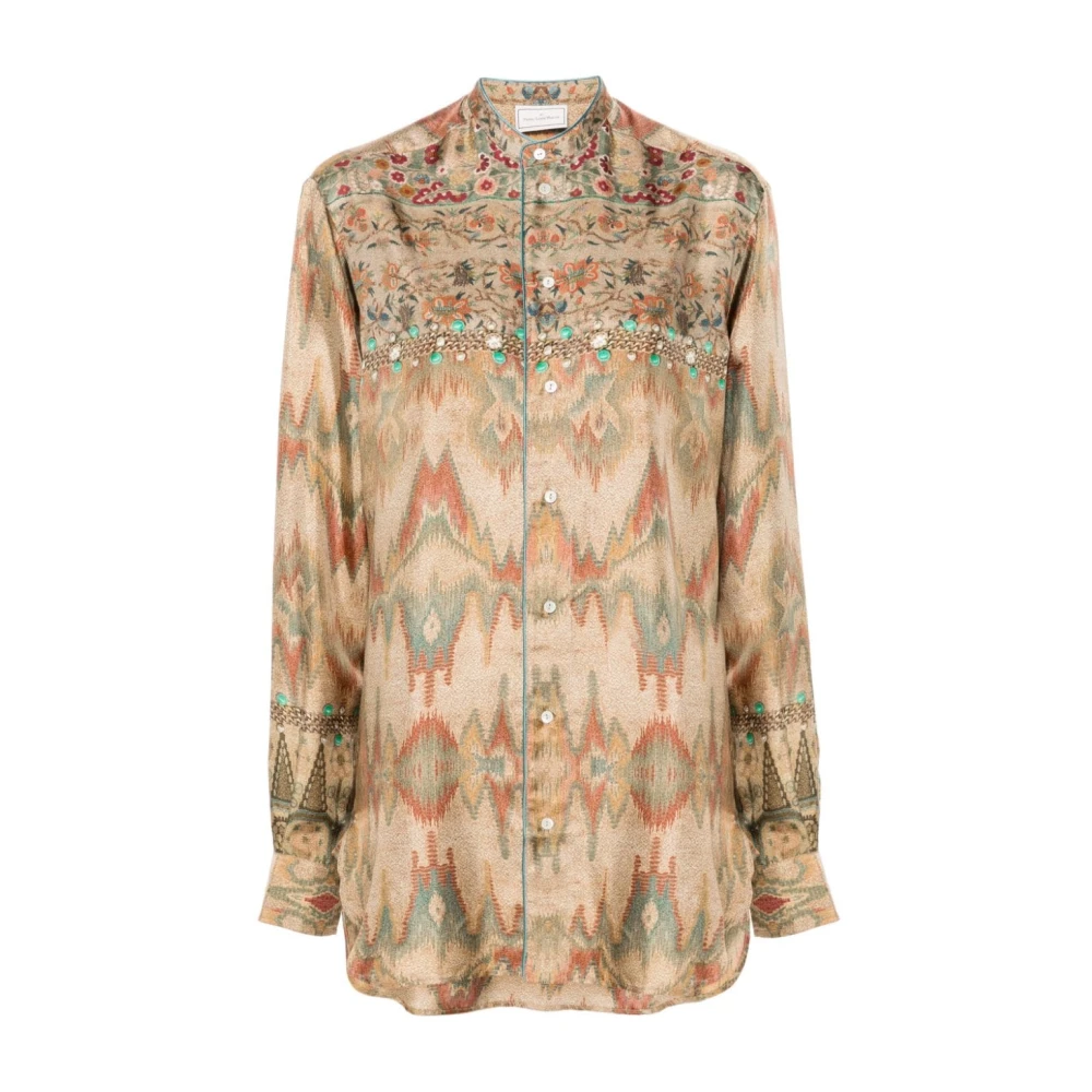 Pierre-Louis Mascia Bloemenprint Zijden Overhemd Beige Dames