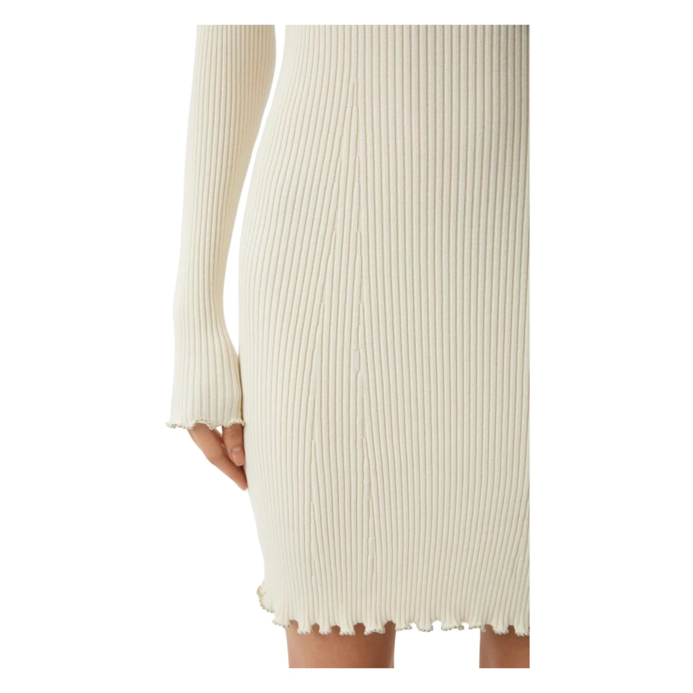 Twinset Witte Geribbelde Gebreide Korte Jurk White Dames