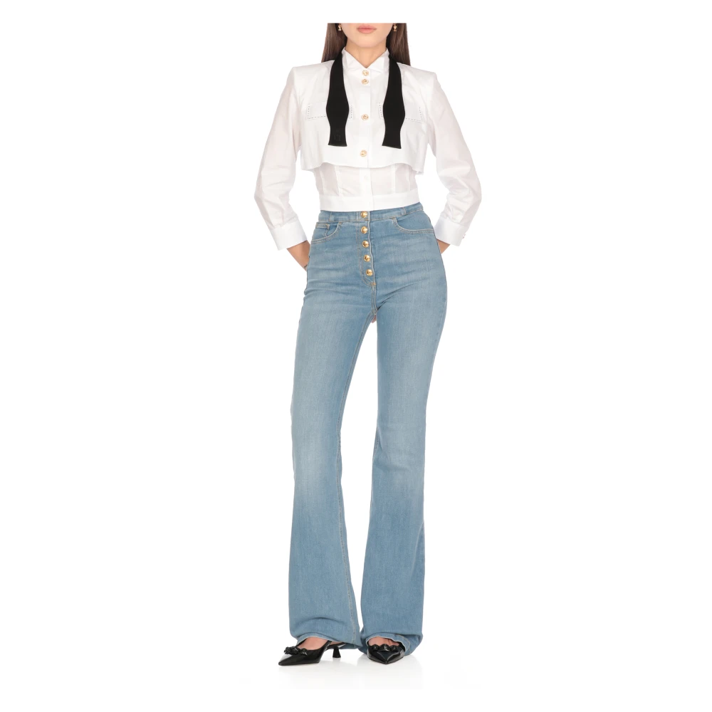 Elisabetta Franchi Lichtblauwe Jeans met Riemlussen Blue Dames