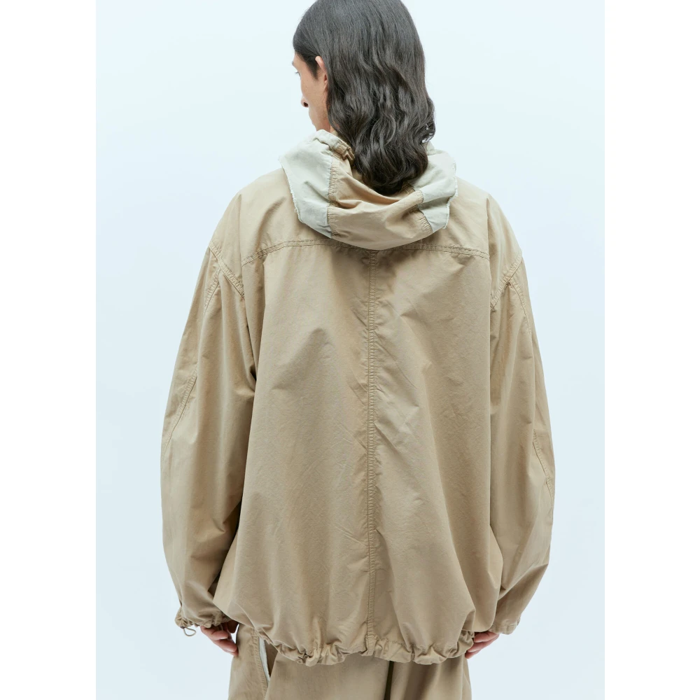 Diesel Canvas Geweven Distressed Panel Jas Beige Heren