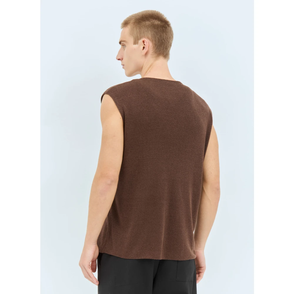 The Row Linnen Zijde Blend Gebreid Vest Brown Heren