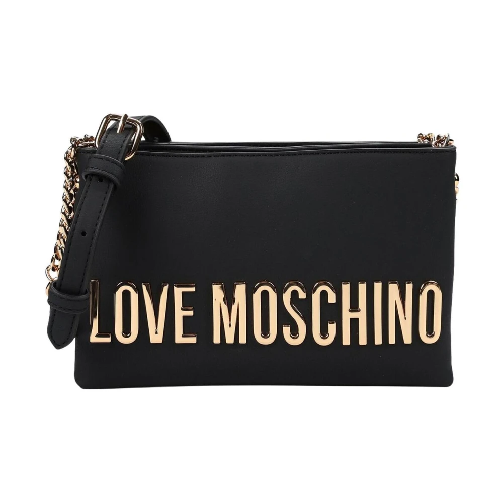 Love Moschino Women's Black Synthetic Leather Across-Body Bag With Visible Logo