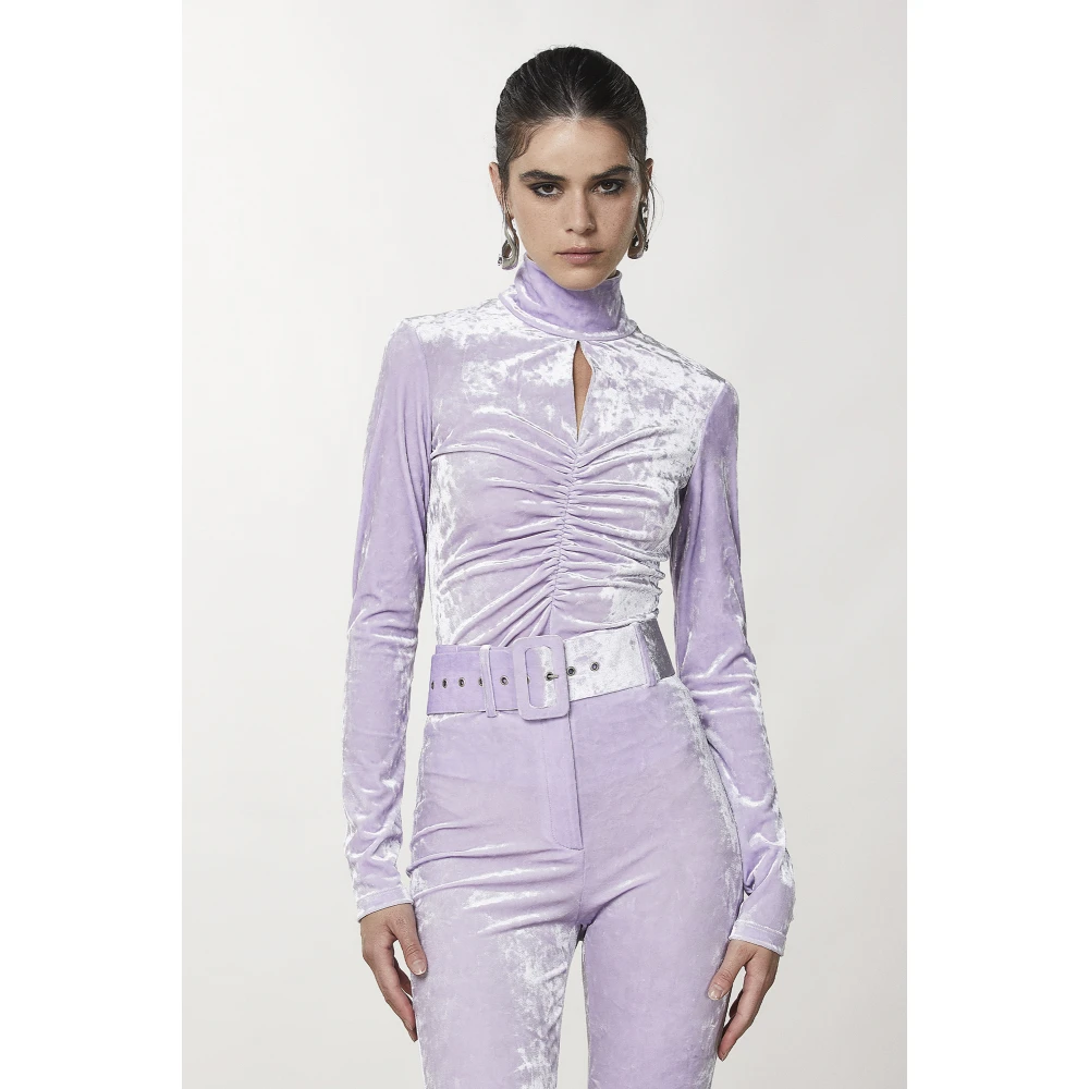 PATRIZIA PEPE Top Essential Velvet Sweater Purple Dames