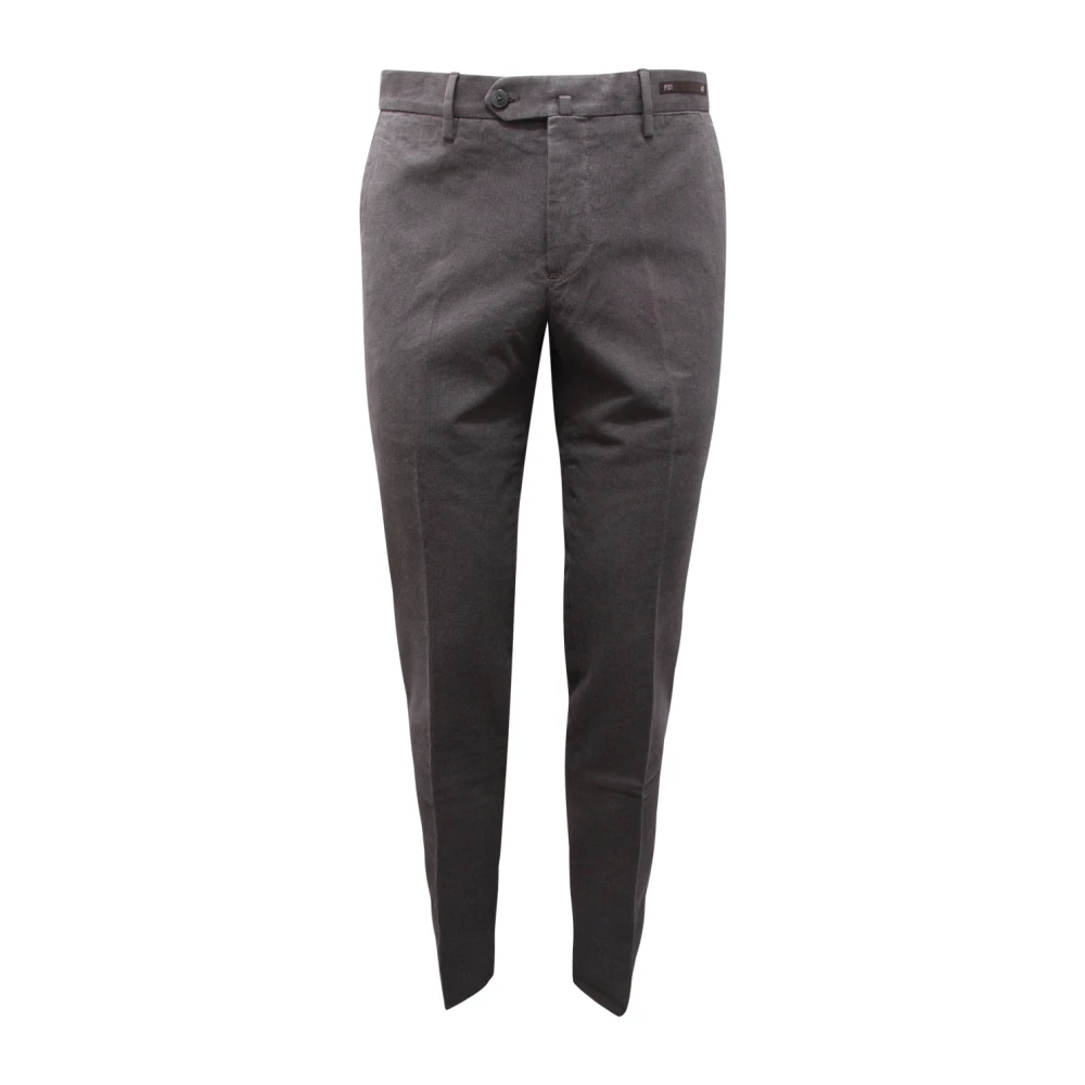 Pt01 Men's Gray Slim Fit Stretch Trousers