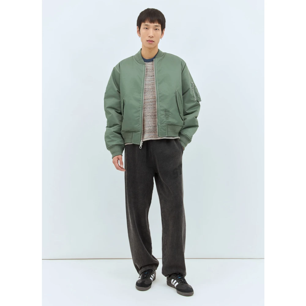 Stüssy Gestreepte Crewneck Sweater Gray Heren