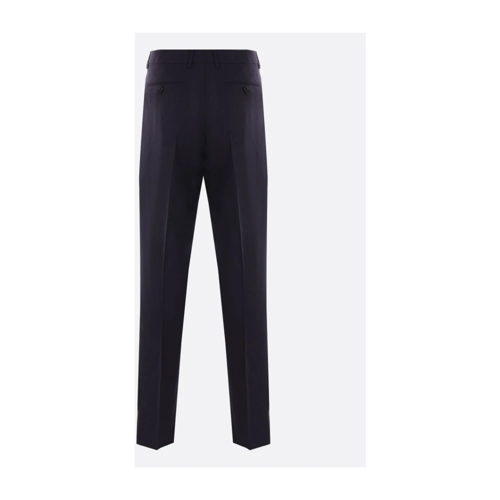 Lardini Blauwe wollen broek met voor sluiting Blue Heren