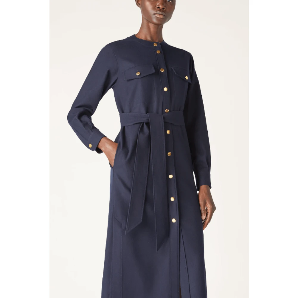 Loro Piana Blauwe Wollen Jurk met Ronde Hals Blue Dames