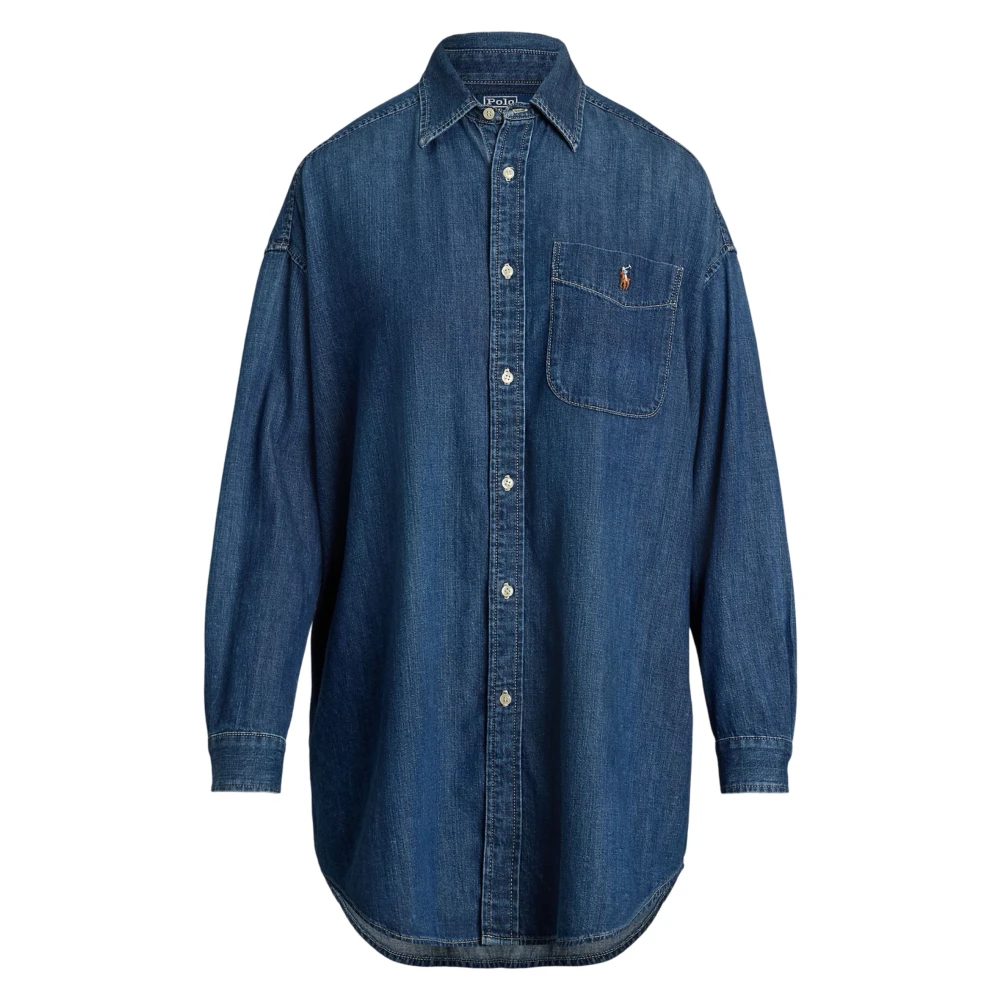 Polo Ralph Lauren Blauwe Oversized Denim Shirt Blue Dames