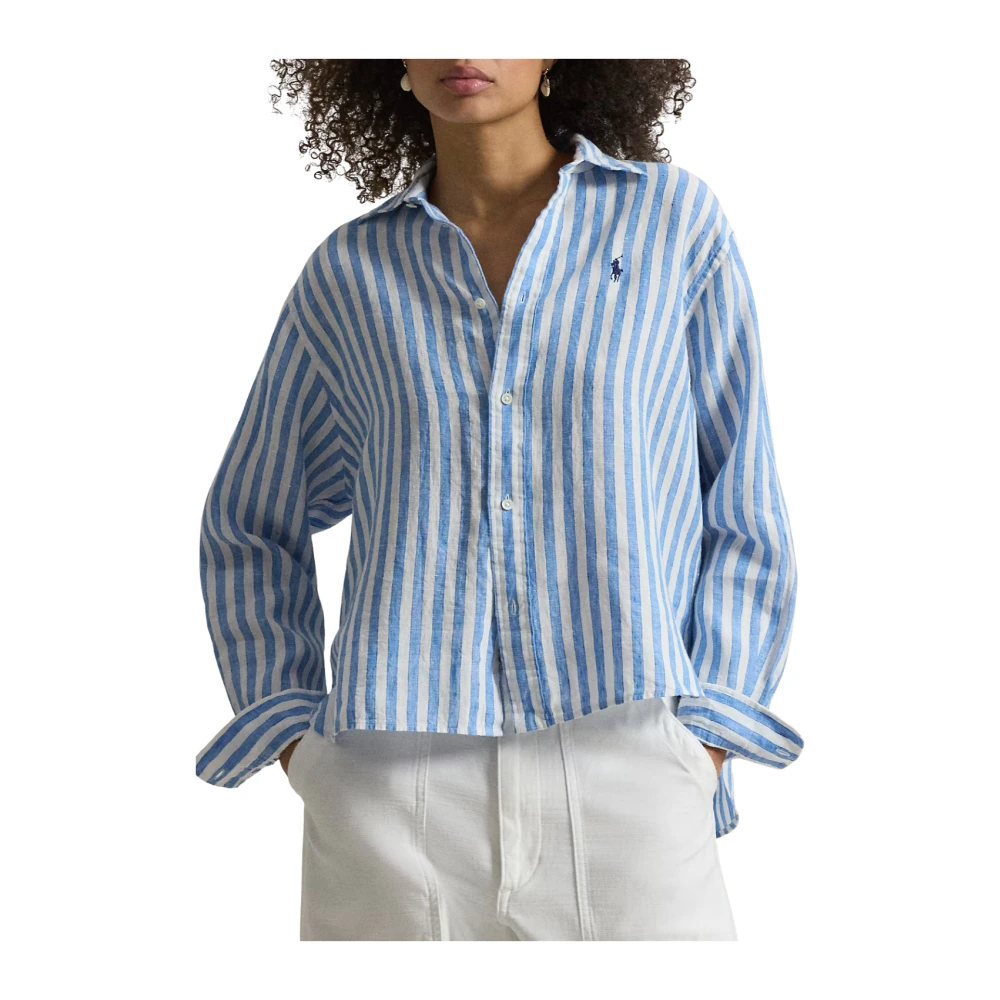 Polo Ralph Lauren Women's Multicolor Shirts, L, N Wd Crp St-Long Sleeve-Button Front Shirt